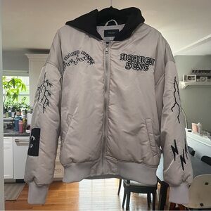 PacSun - Nylon Hooded Bomber with Black Hood M